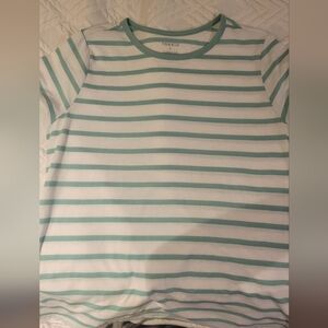 Torrid Green and White Striped Tee